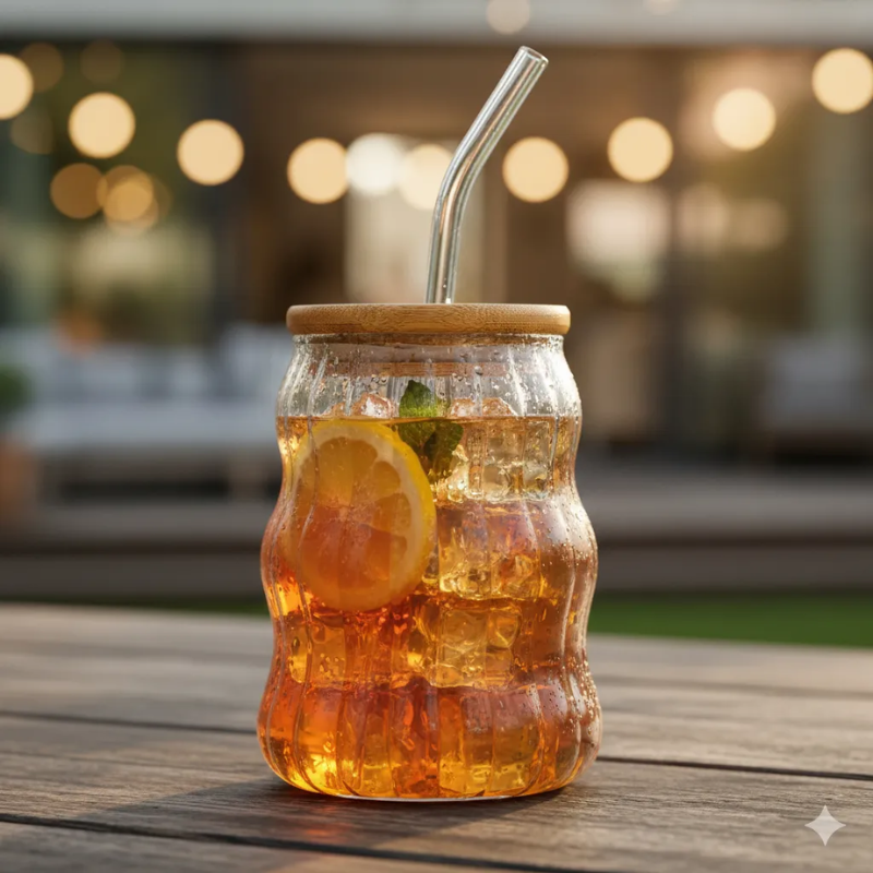 4 Vasos Creativos Con Posavasos Tapa Bamb Y Bombillas 530ml-6