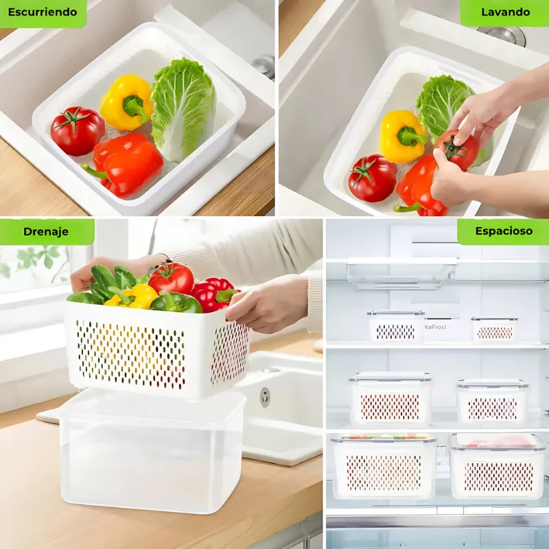 3 Recipientes Herméticos Envases Alimentos Refrigerador-3