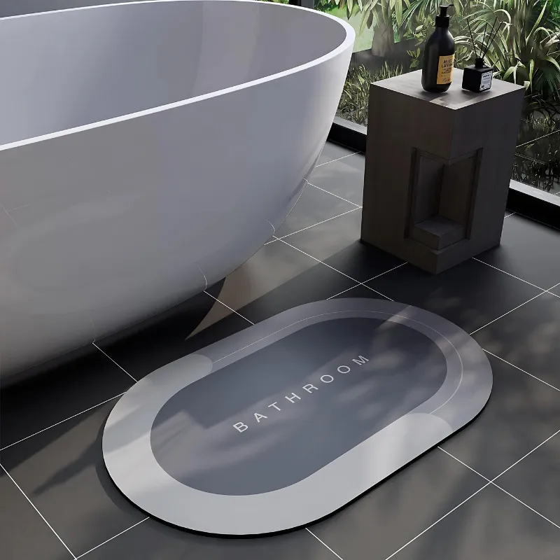 Alfombra Tapete Absorbente Para Baño Antideslizante Hogar Ovalada-3