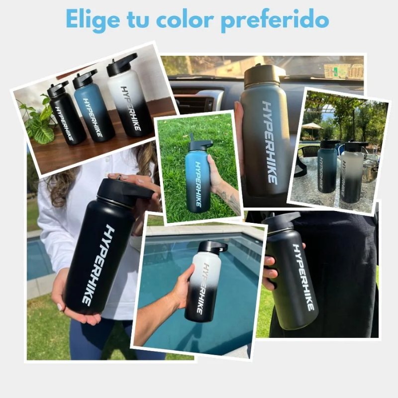 Pack 2 Termo Acero Inoxidable 1lt Hyperhike + 6 Tapas-6