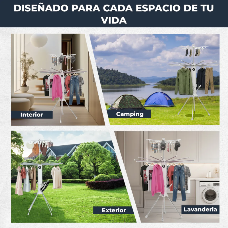 Tendedero Plegable Simpel Secador Ropa Interior Exterior Blanco-4