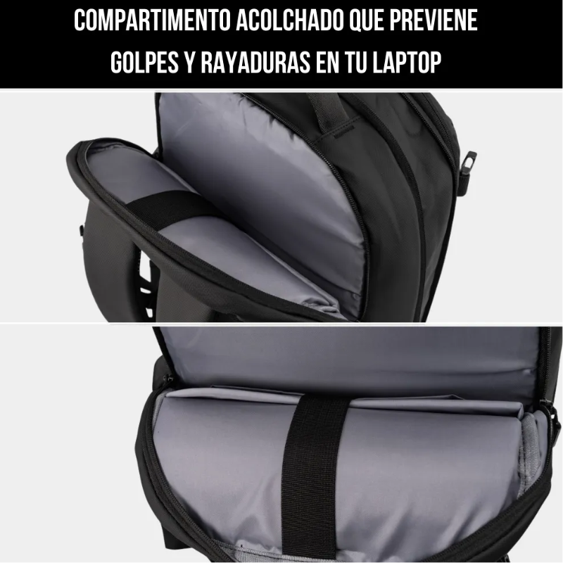 Mochila Carry On Garmento Impermeable Expansible 32 L Usb Negro Liso-2