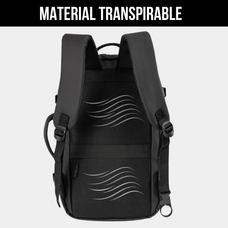 Mochila Carry On Garmento Impermeable Expansible 32 L Usb Negro Liso-5