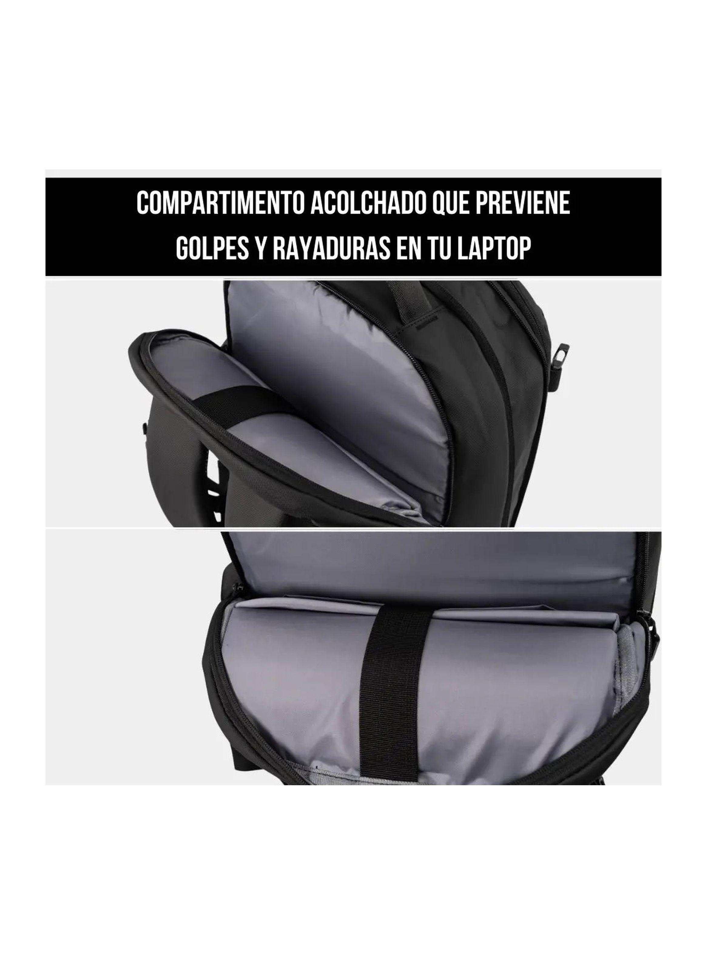 Mochila Carry On Garmento Impermeable Expansible 32 L Usb Negro Liso-2