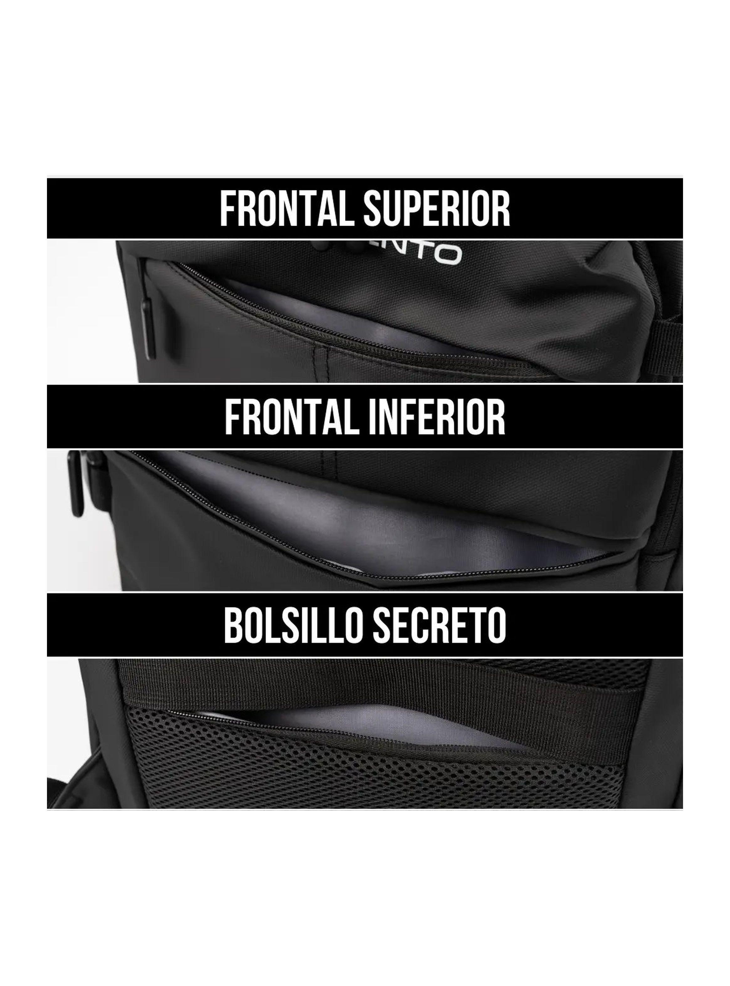 Mochila Carry On Garmento Impermeable Expansible 32 L Usb Negro Liso-3