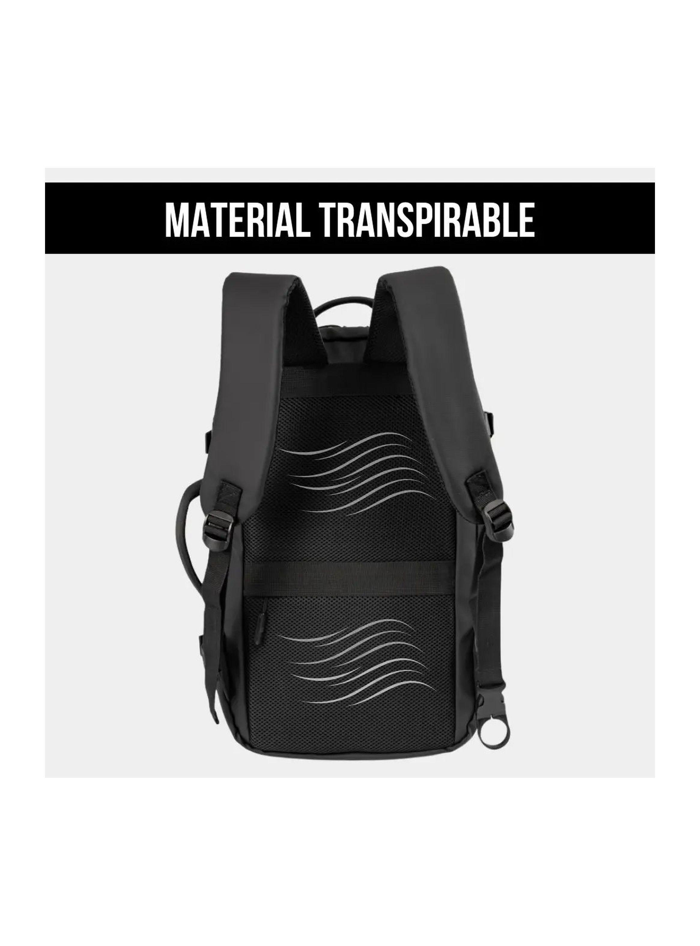 Mochila Carry On Garmento Impermeable Expansible 32 L Usb Negro Liso-5