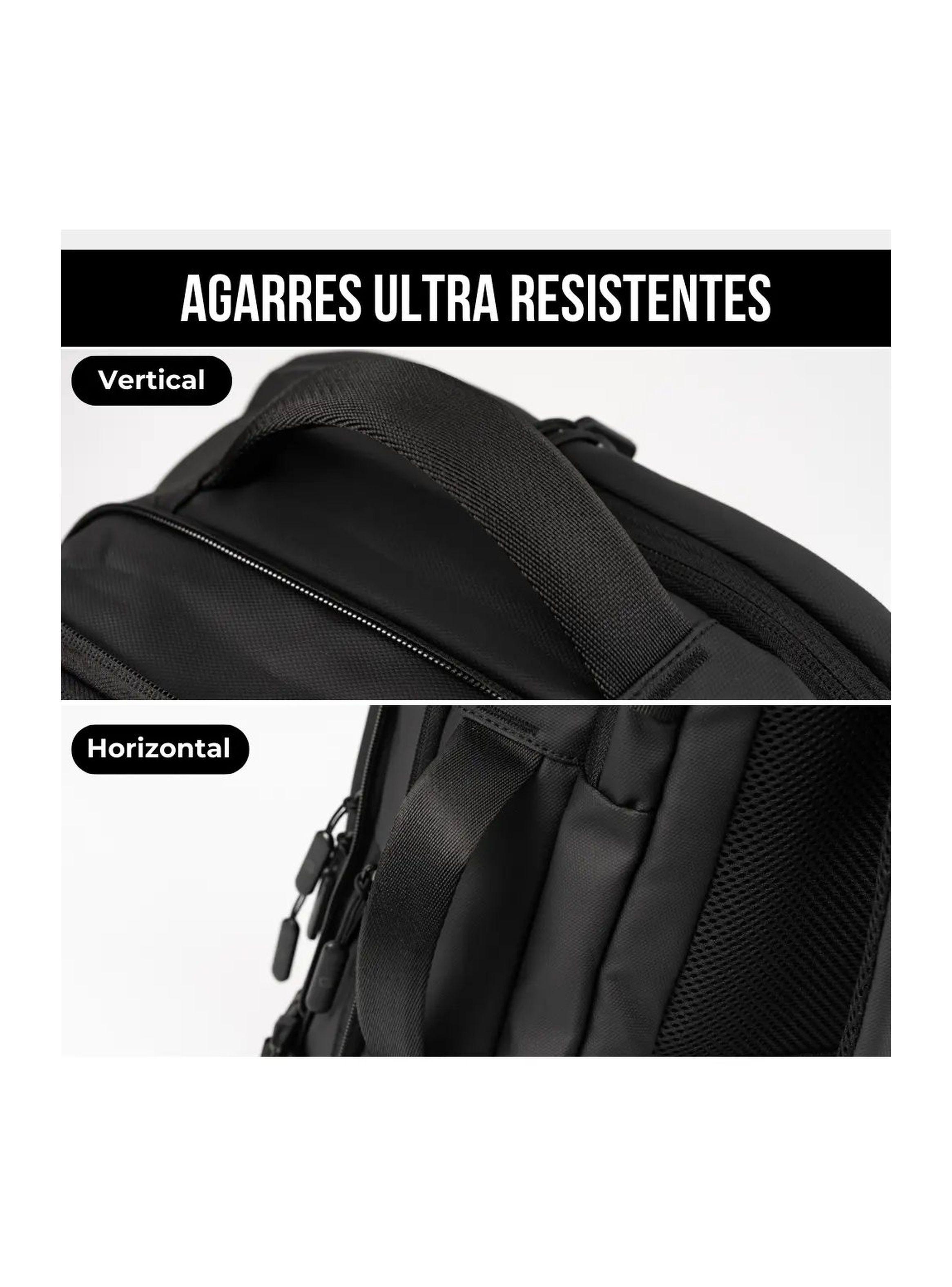 Mochila Carry On Garmento Impermeable Expansible 32 L Usb Negro Liso-6