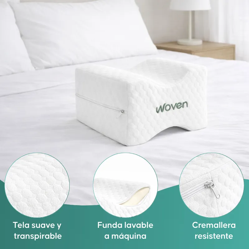 Cojin Almohada Ortopédica Para Piernas Viscoelástico Woven Blanco -4