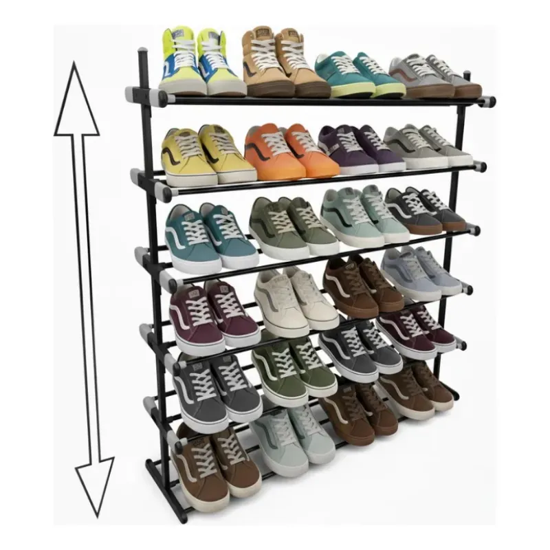 Zapatero Extensible de 6 Niveles Simple Altura Ajustable Negro-5