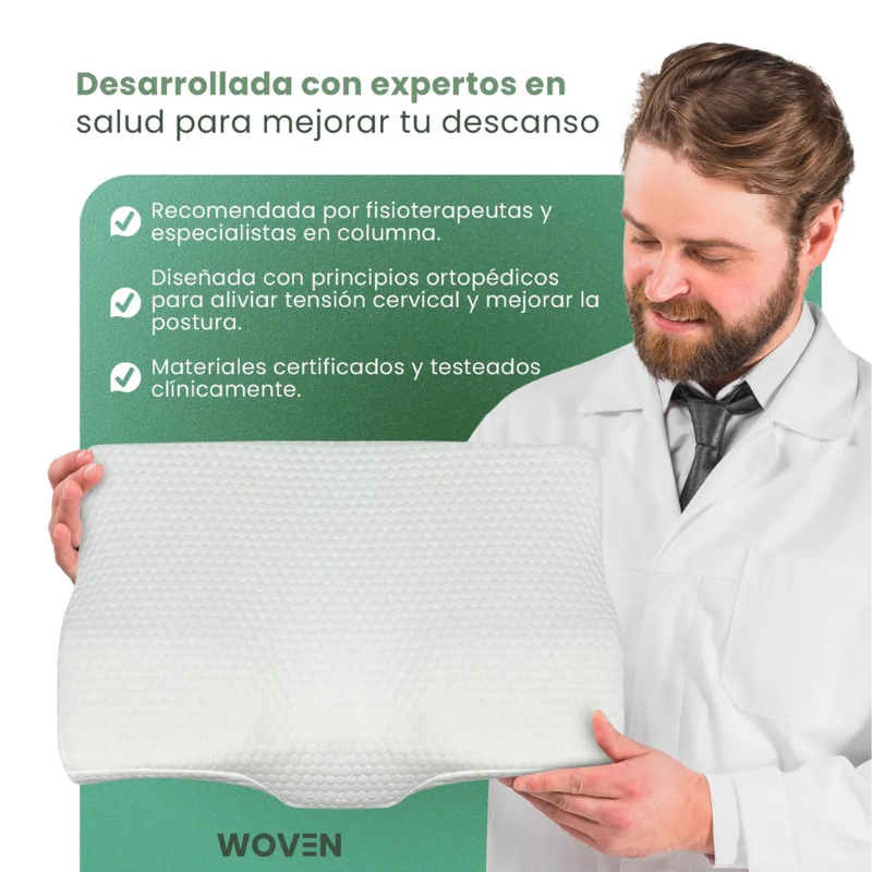 2 Almohadas Ortop dicas Cervical Woven Espuma Viscoel stica Blanco-6