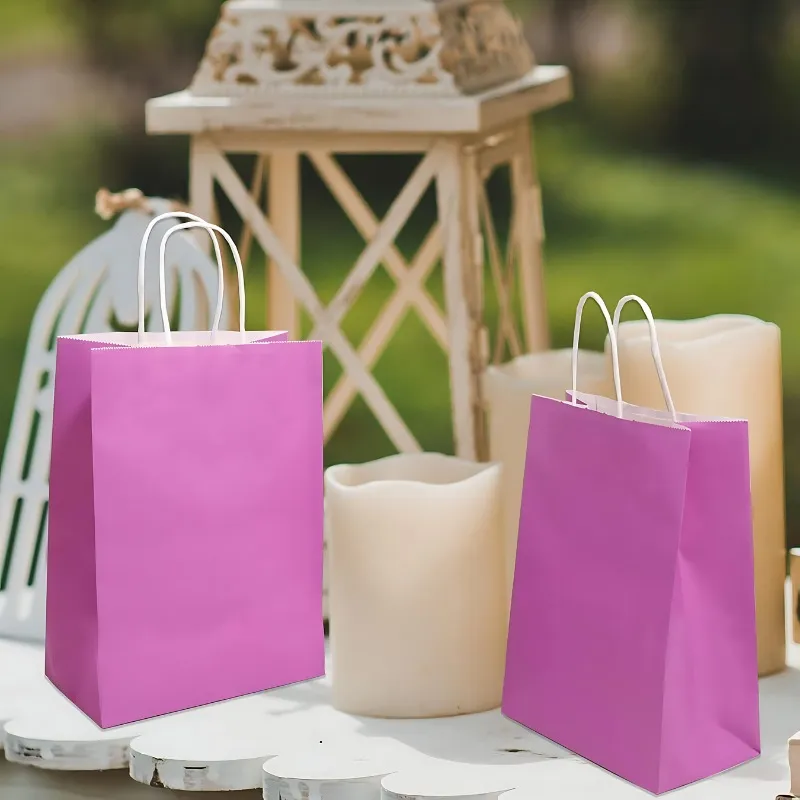 12 Bolsas Papel Kraft De Regalo Diferentes Colores 21x11x27-6