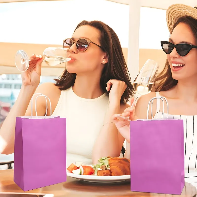 12 Bolsas Papel Kraft De Regalo Diferentes Colores 21x11x27-7