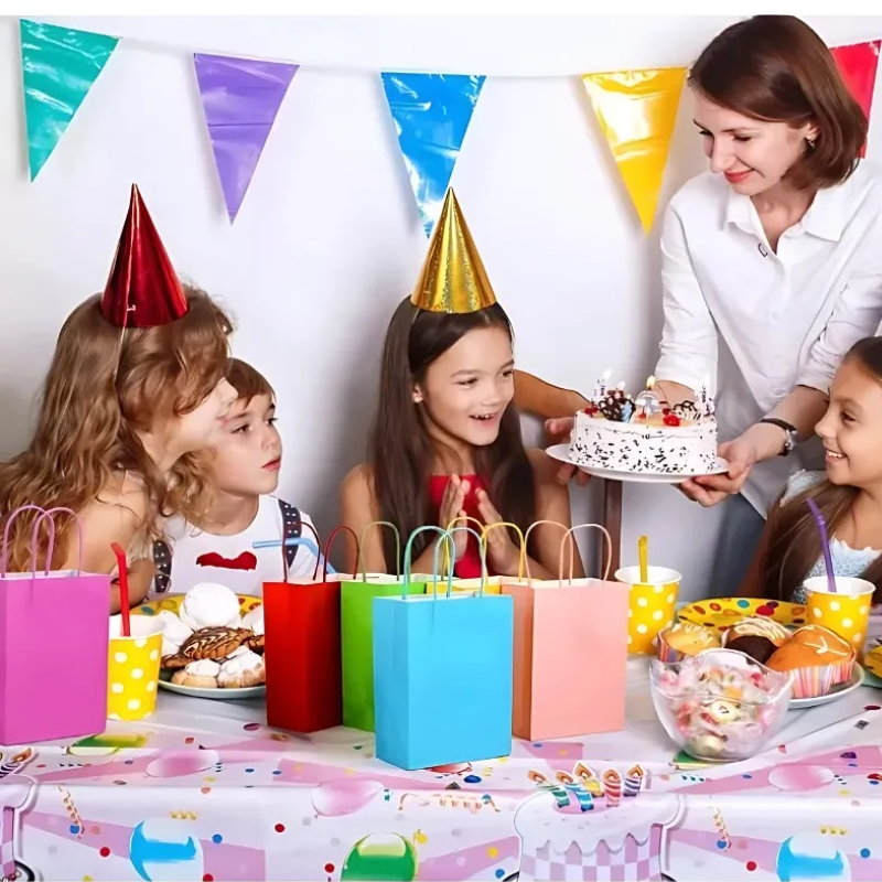 12 Bolsas Papel Kraft De Regalo Diferentes Colores 21x11x27-9