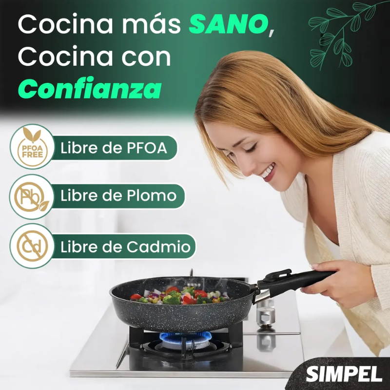 Juego De Ollas Y Sarten Simpel Antiadherente Granito 19pzs-2