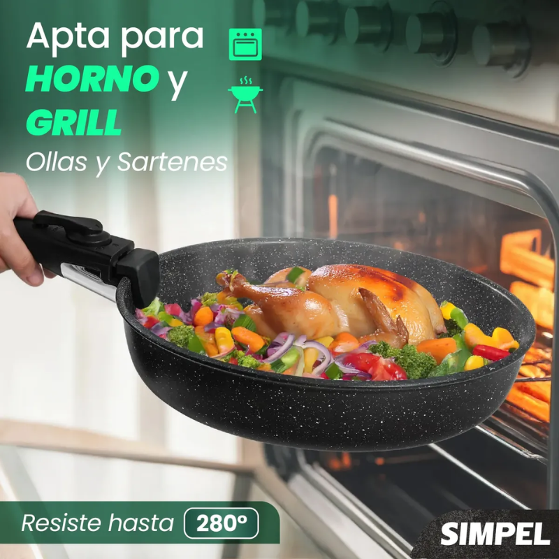 Juego De Ollas Y Sarten Simpel Antiadherente Granito 19pzs-5