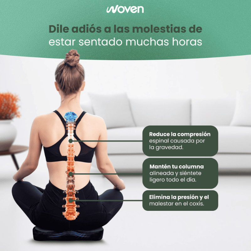 Cojin Ortopédico Lumbar Gel Viscoelastico Premium Woven Negro Liso -5