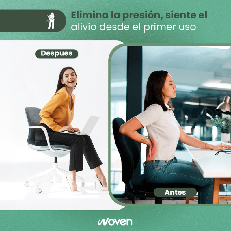 Cojin Ortopédico Lumbar Gel Viscoelastico Premium Woven Negro Liso -6