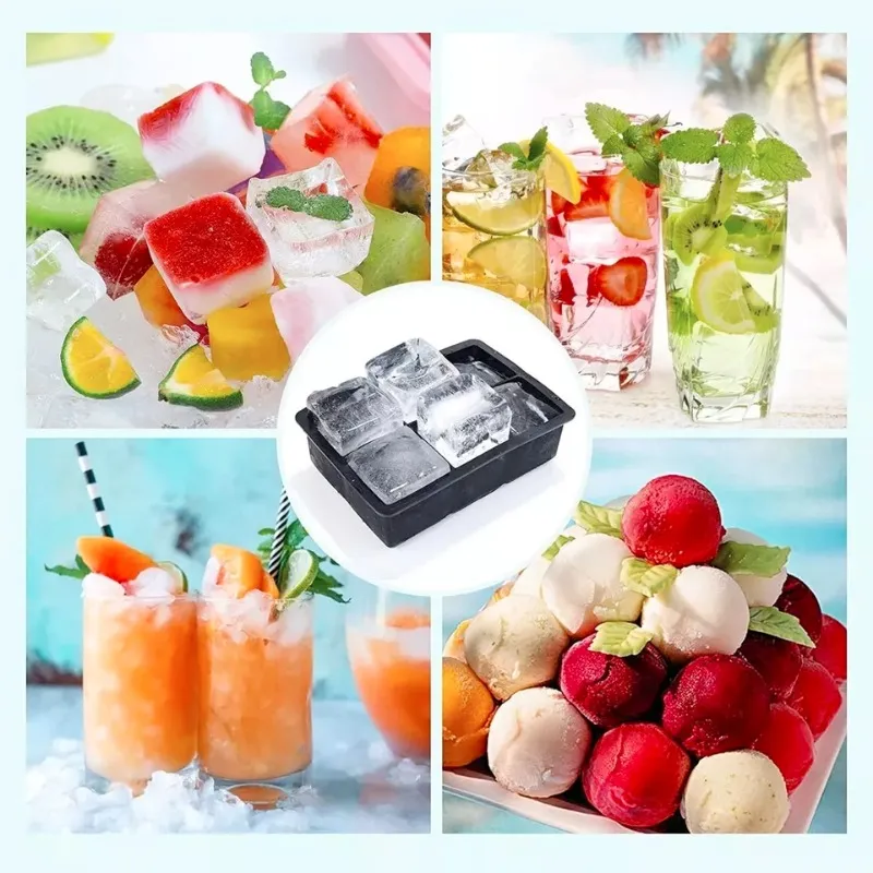 X3 Hieleras Cubeteras Grandes Silicona Con Embudo Cocktails-3