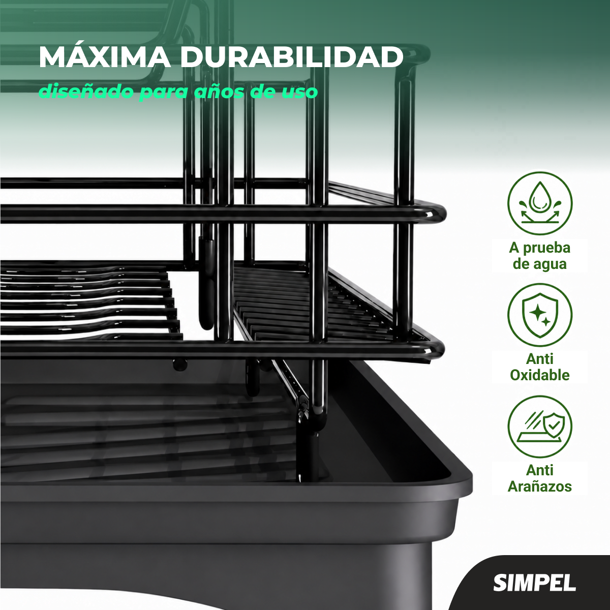 Secador Escurridor Platos 2 Niveles Desmontable Moderno Negro-1