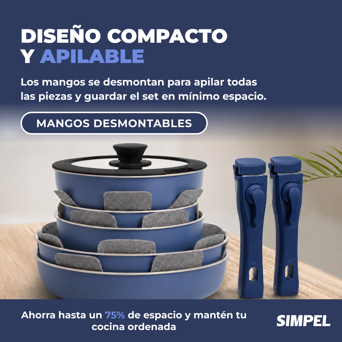 Juego De Ollas Y Sarten Simpel Antiadherente Granito 15pzs-3