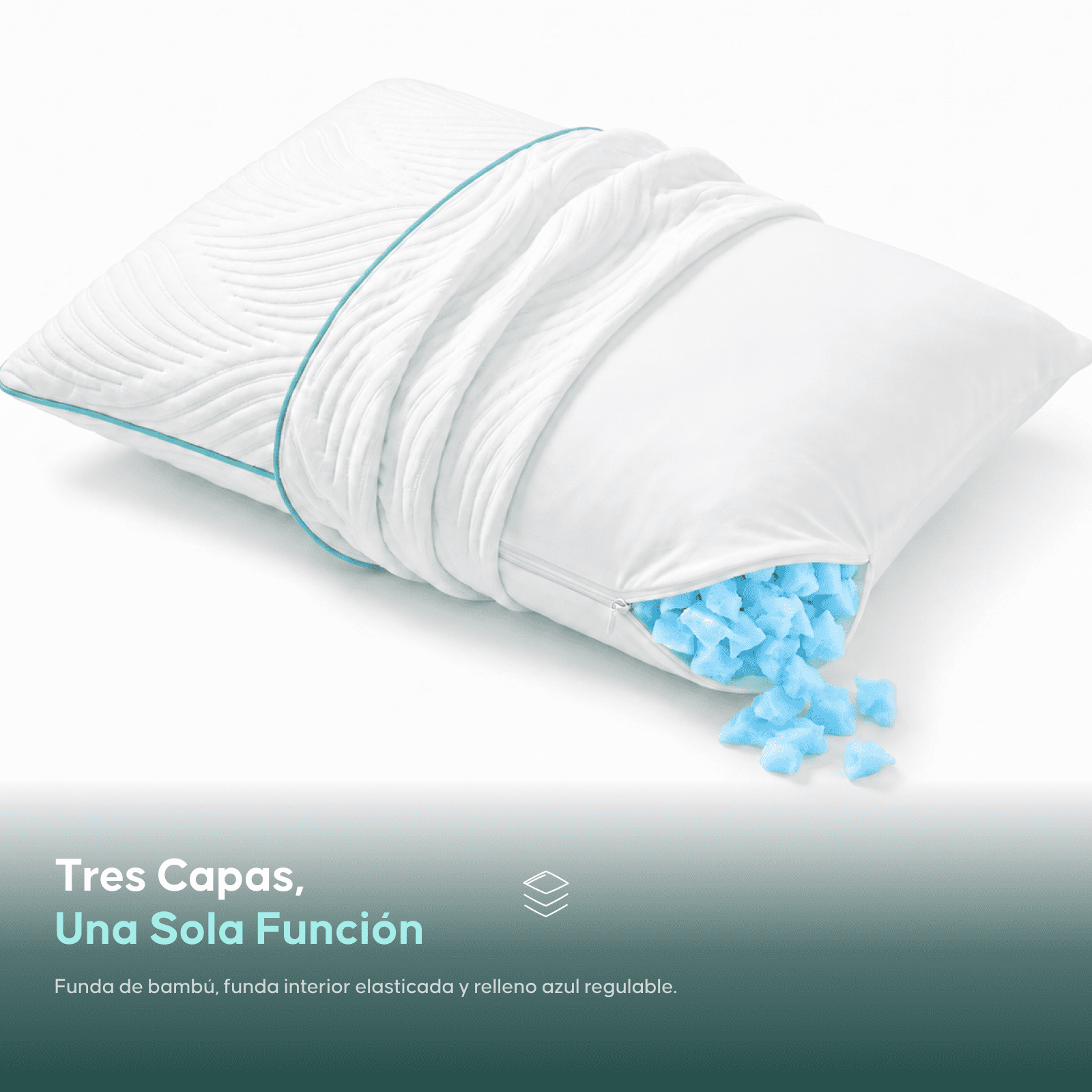 Almohada De Bambu Ajustable Ortopédica Memory Foam Woven Blanco-2