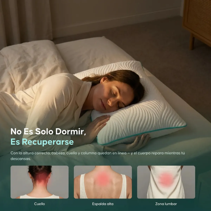 Almohada De Bambu Ajustable Ortopédica Memory Foam Woven Blanco-5
