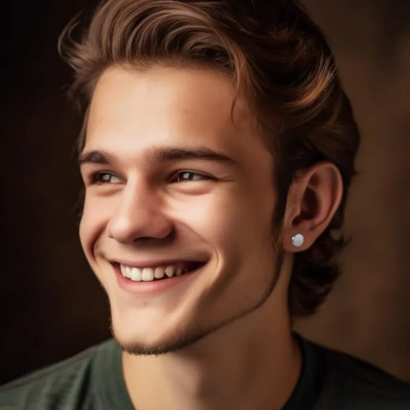 15 Pares Aros Aretes Pendientes Hombre Plata-4