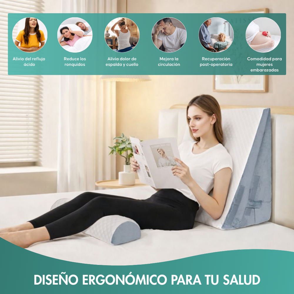 Cojin Antirreflujo Para Adultos Almohada Viscoelástica Doble Blanco  -2