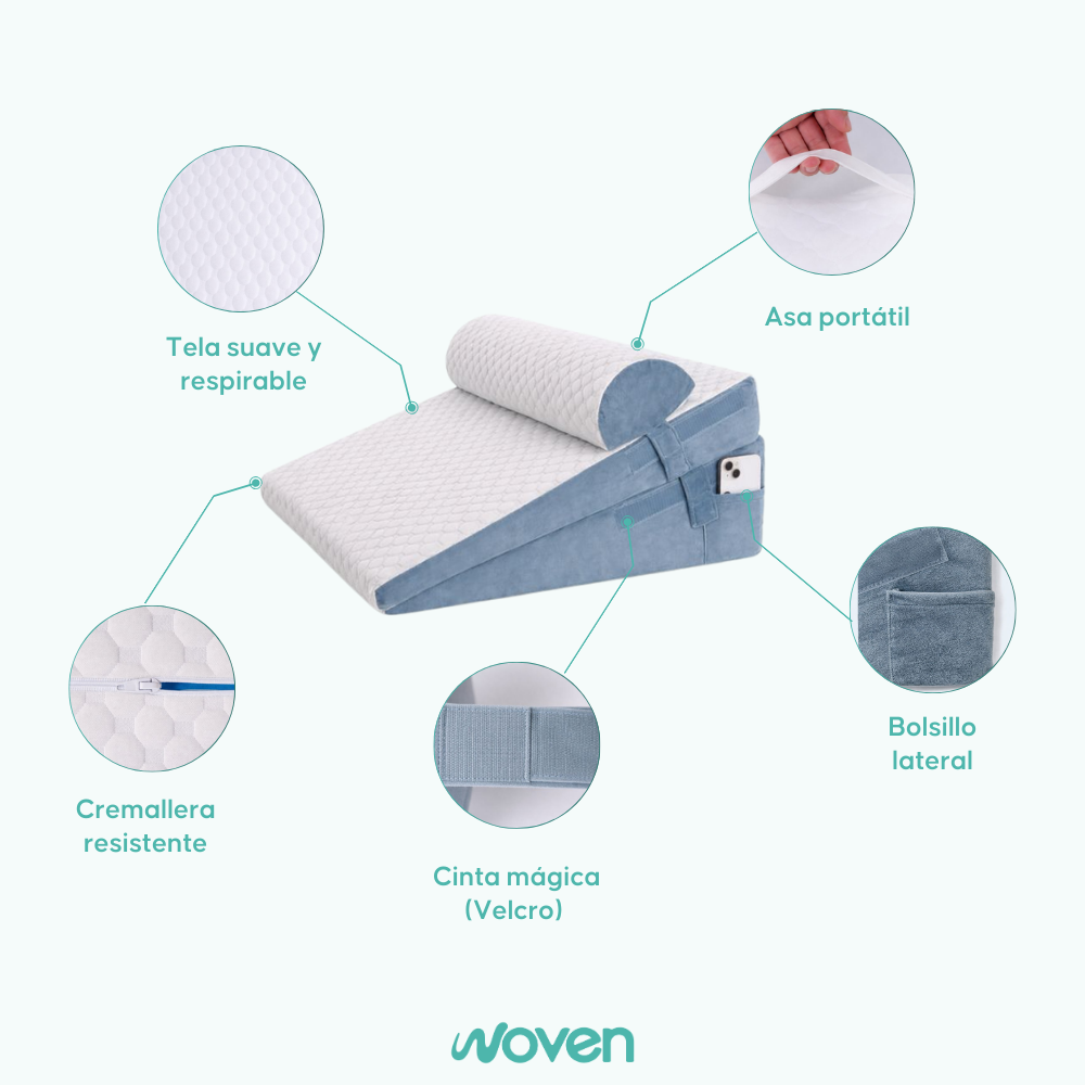 Cojin Antirreflujo Para Adultos Almohada Viscoelástica Doble Blanco  -3