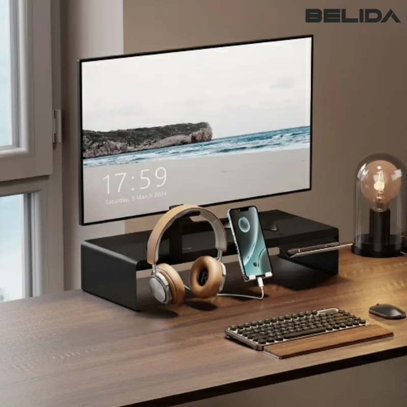 Elevador De Monitor Escritorio Belida Base Para Accessorios Negro-5