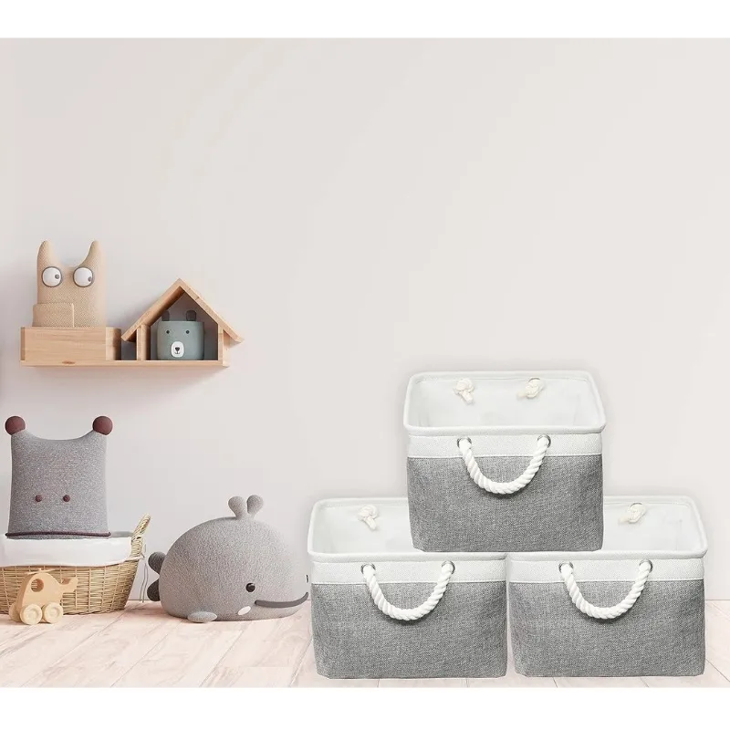 3 Cajas Decoradas Con Asas Para Almacenamiento Hogar-3