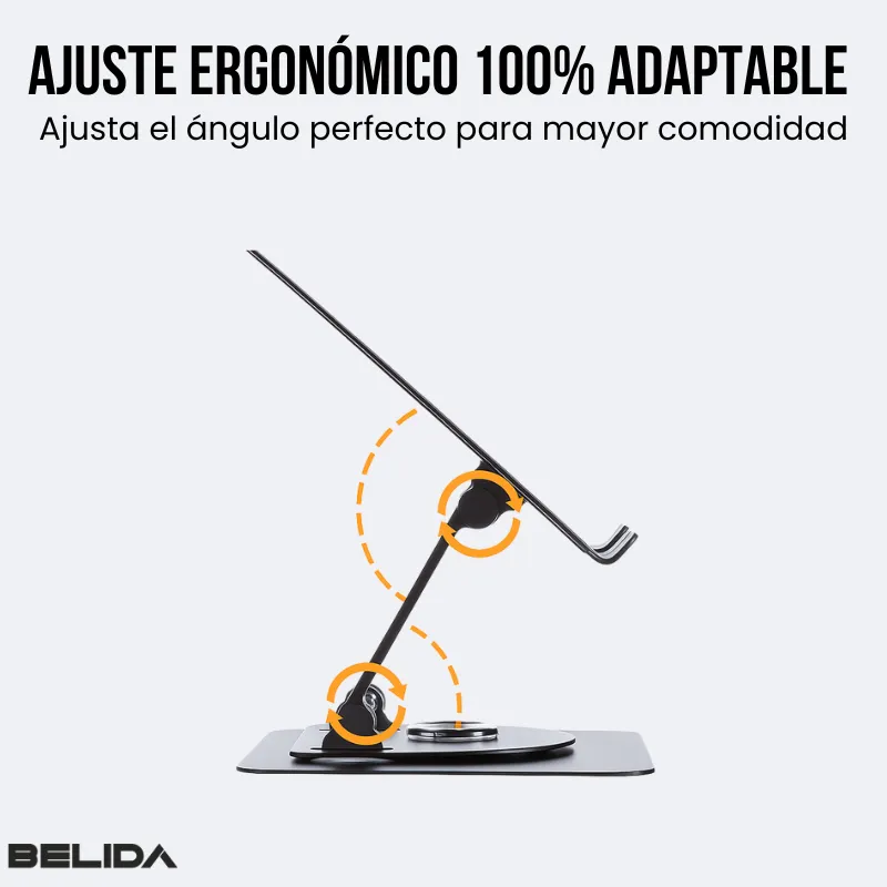 Elevador Para Laptop De Aluminio 360 Belida Soporte Notebook Plateado-2