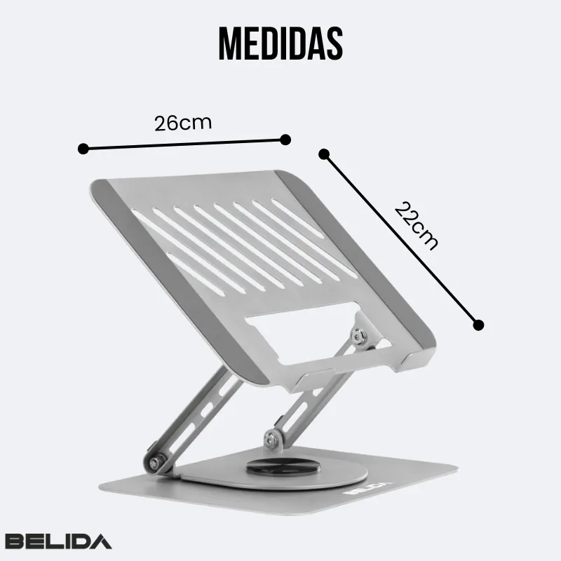 Elevador Para Laptop De Aluminio 360 Belida Soporte Notebook Plateado-5