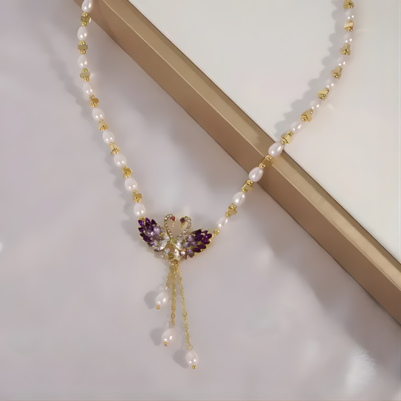 Collar Cisne Elegante Colgante Brillante Para Mujeres-2