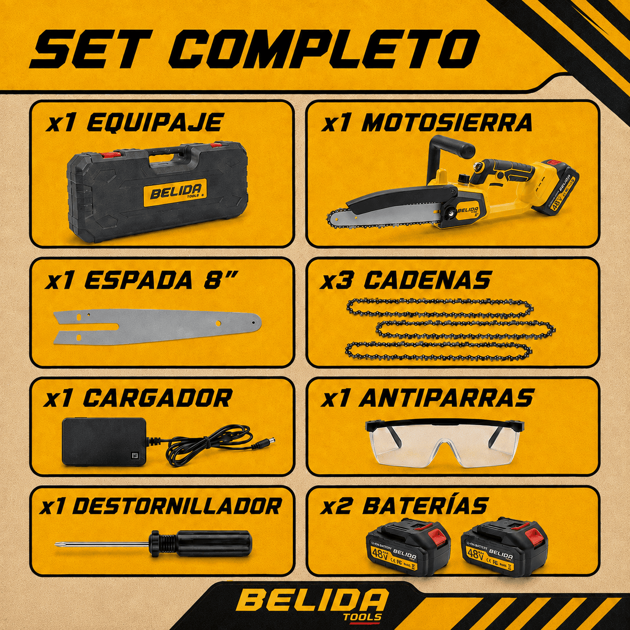 Motosierra Inalámbrica 8 Belida 2 Baterías Y Cargador-1
