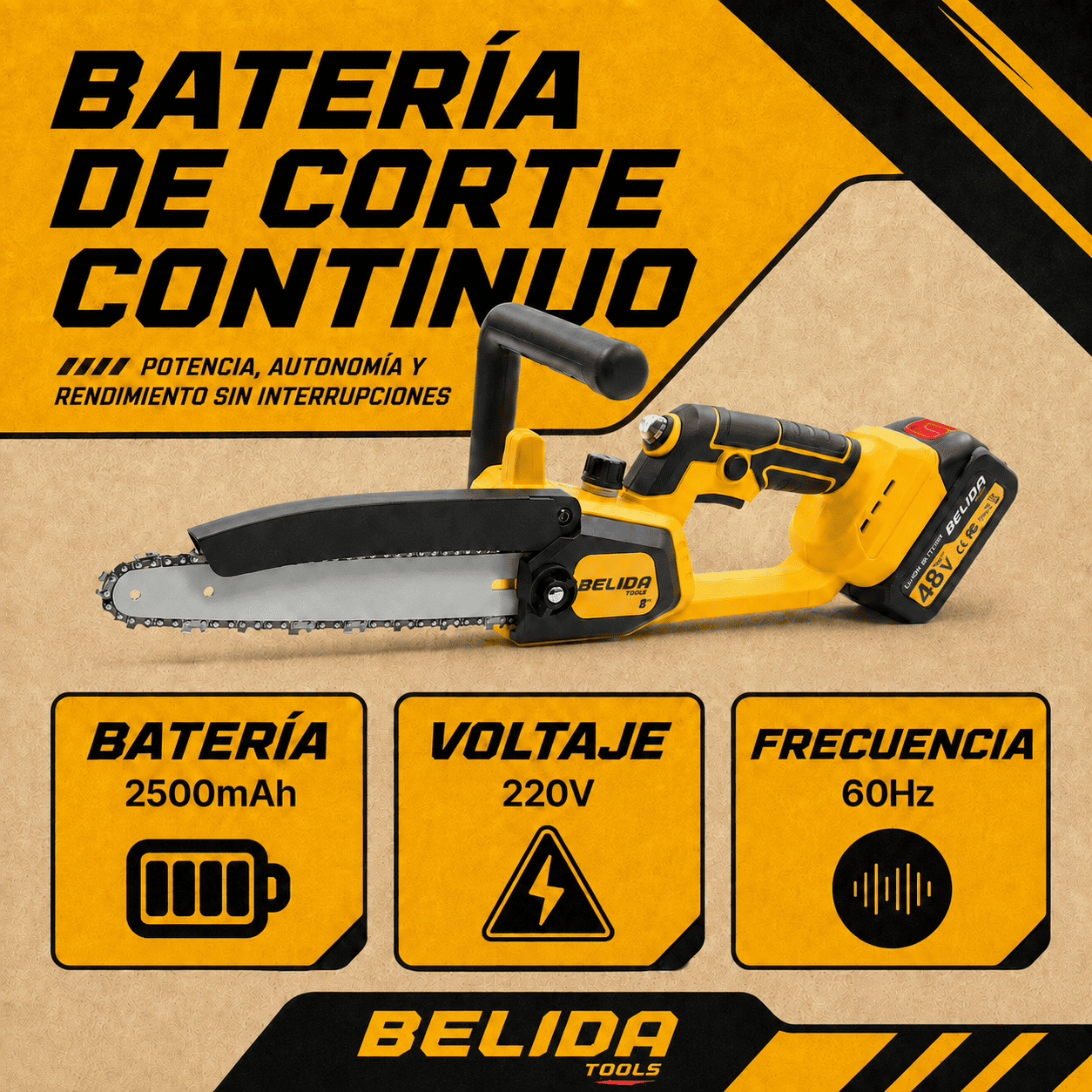 Motosierra Inalámbrica 8 Belida 2 Baterías Y Cargador-3