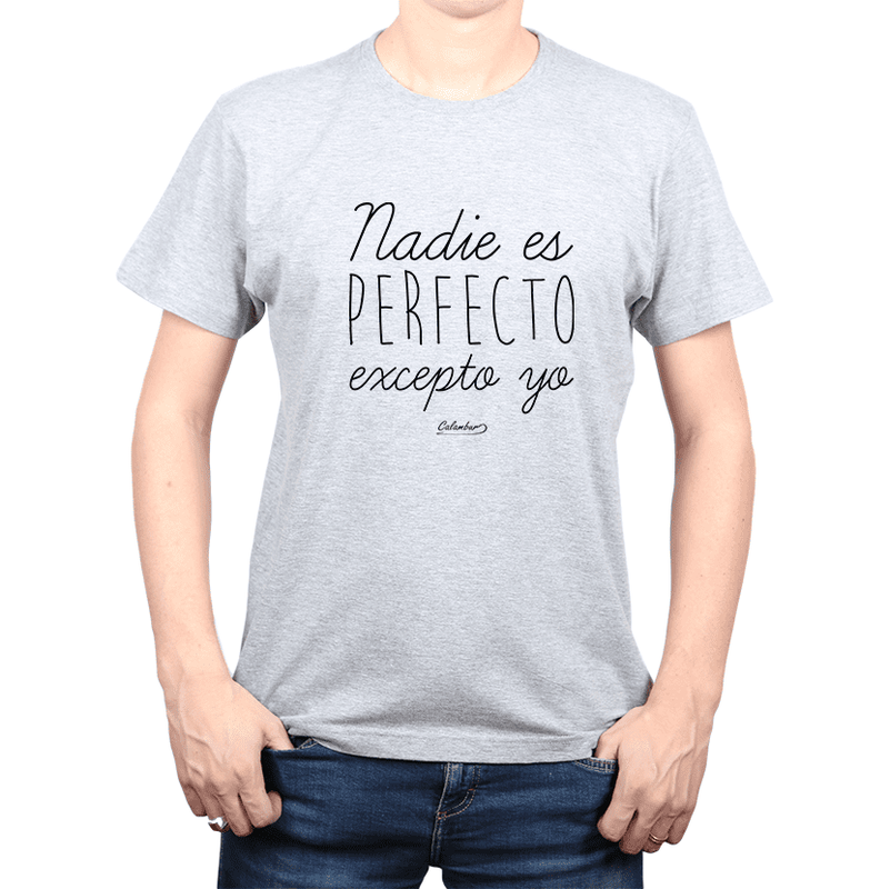 Polera Calambur hombre Nadie es perfecto Gris-0