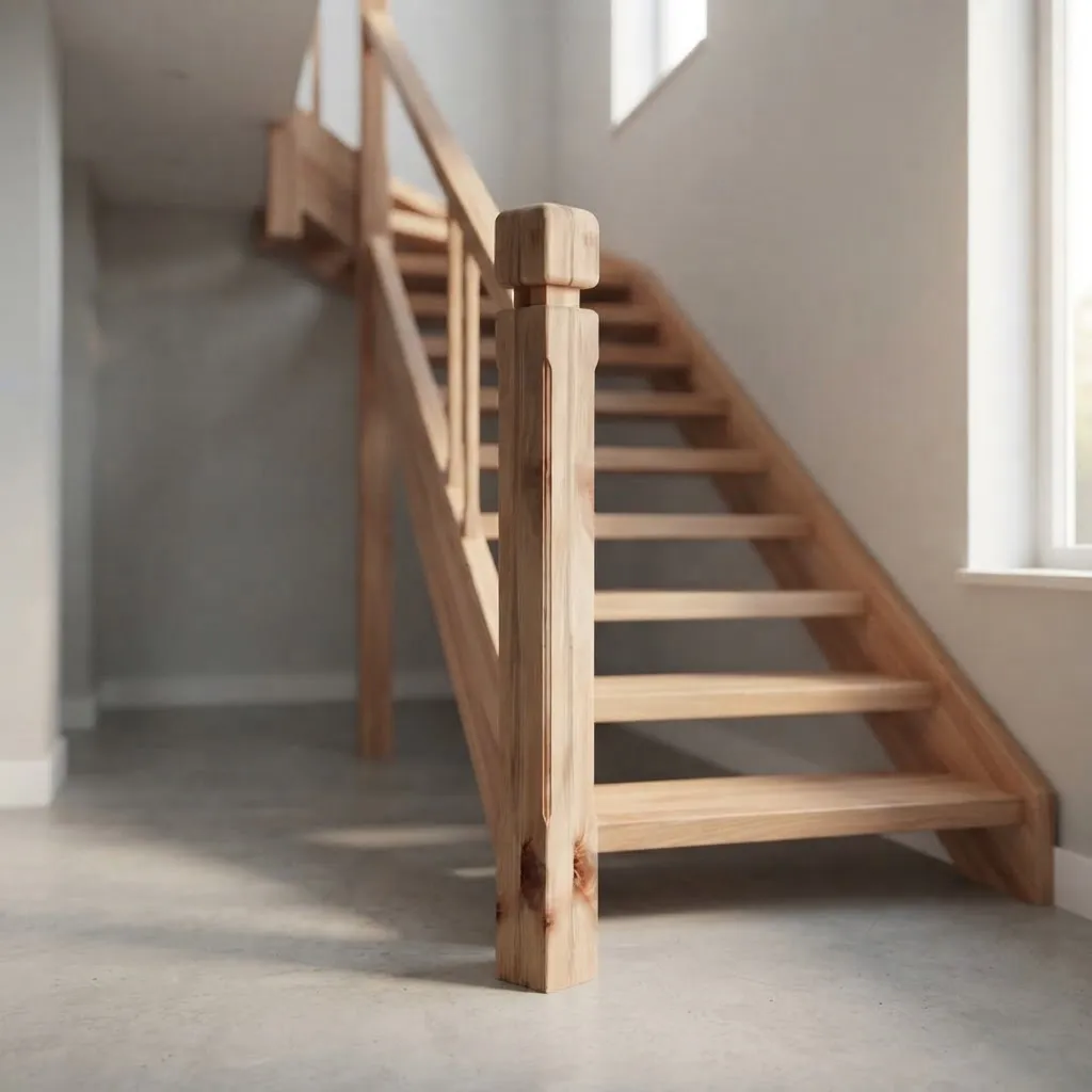 2 Unidades Pilar Madera Nativa Rauli Para Baranda Escalera-2