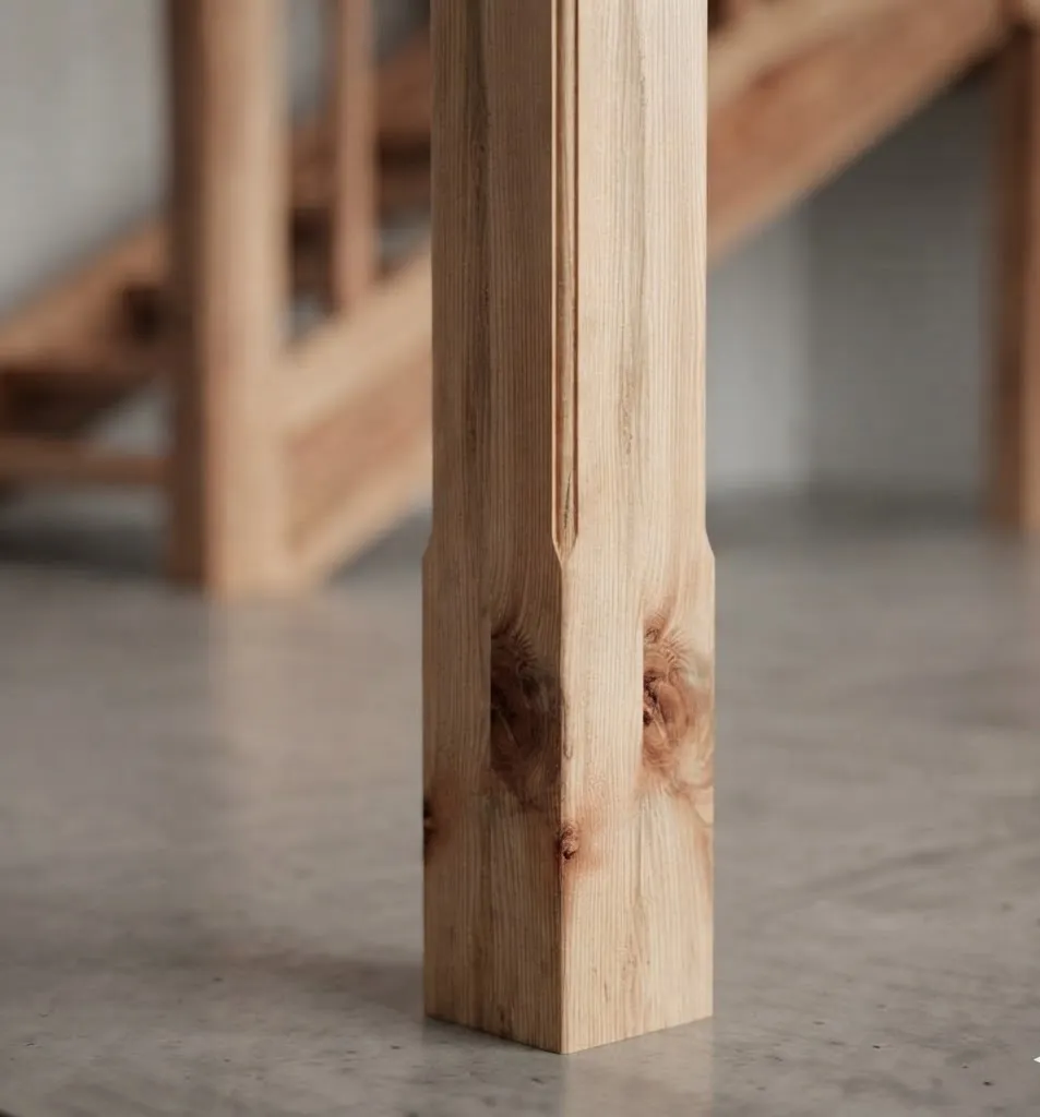 2 Unidades Pilar Madera Nativa Rauli Para Baranda Escalera-3