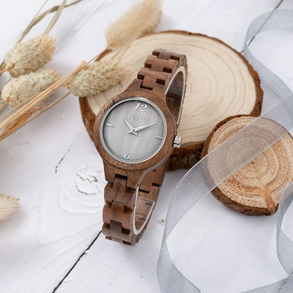 Reloj Quarzo De Madera Sándalo Indú Para Dama-4
