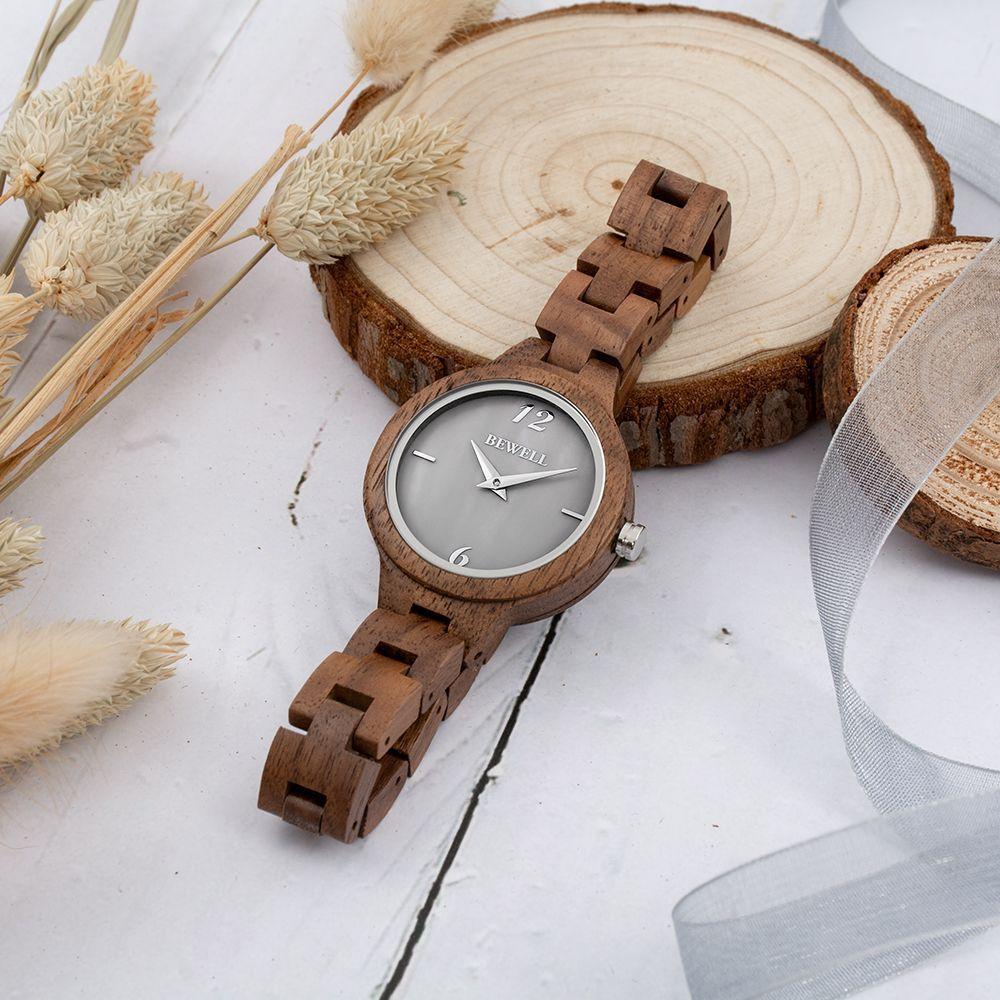 Reloj Quarzo De Madera Sándalo Indú Para Dama-5