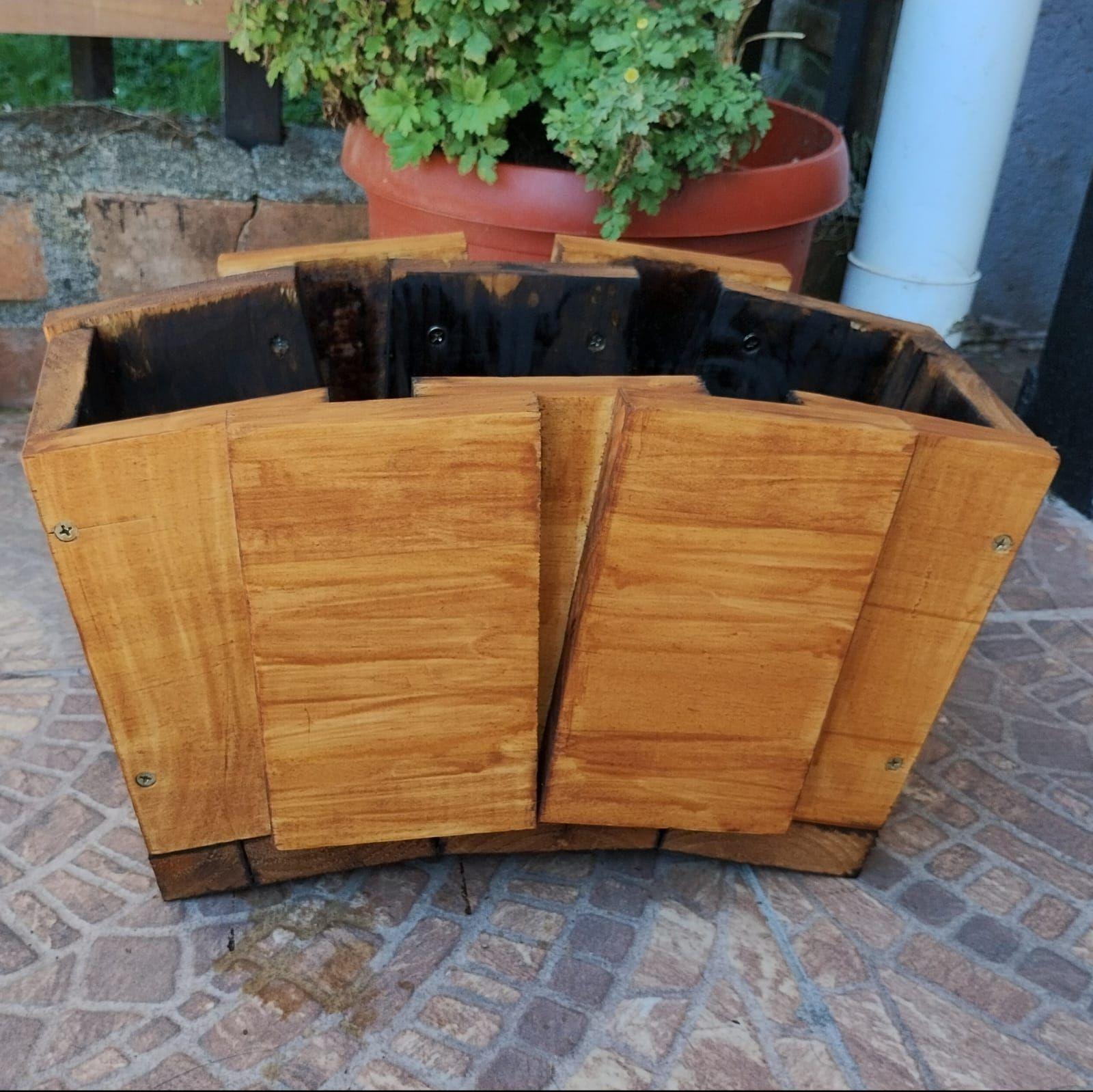 Macetero Rústico De Madera Con Tratamiento Para Exteriores-2
