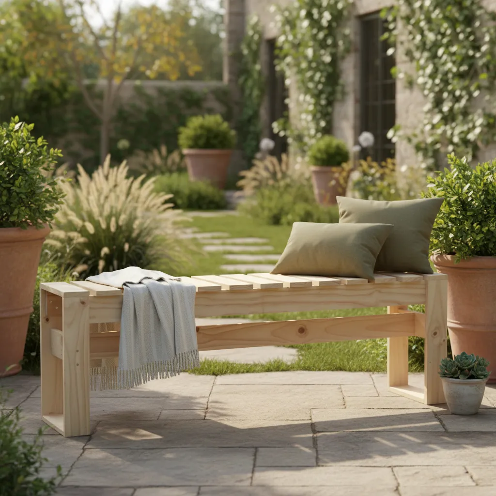 3 Unidades Banca De Madera Terraza, Patio, Cocina 1.5 Metros Natural Lelfun Kiñe Epu-3