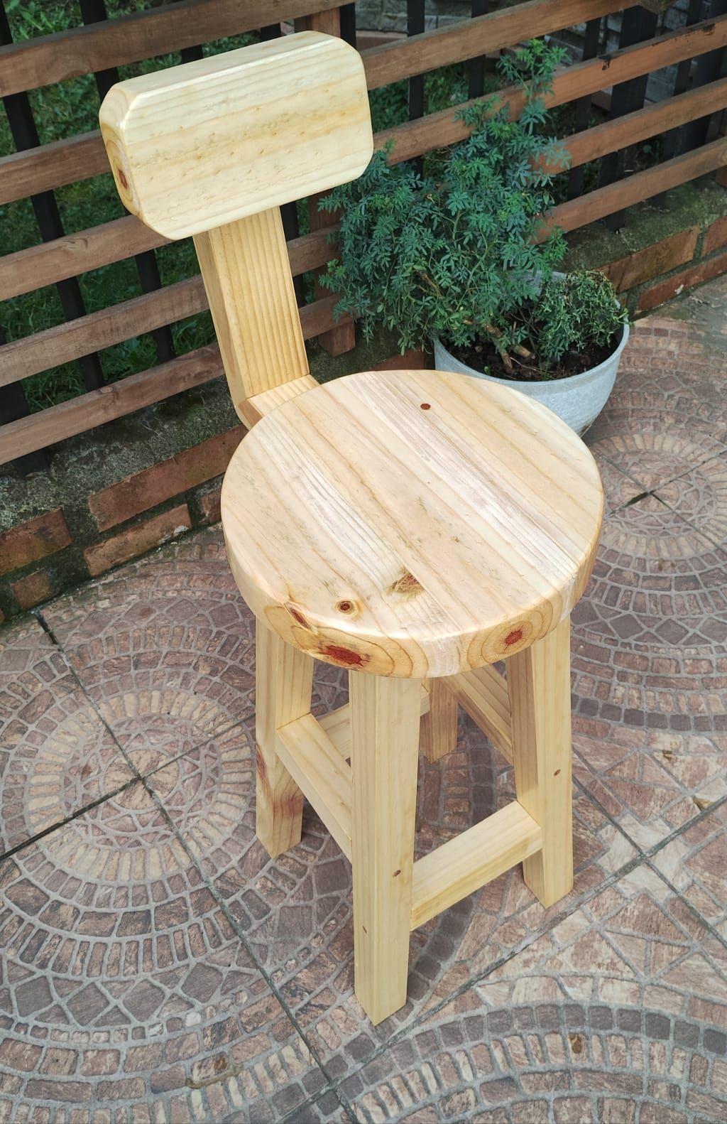 Pack 2 Unidades Taburetes De Madera Vitrificado-2