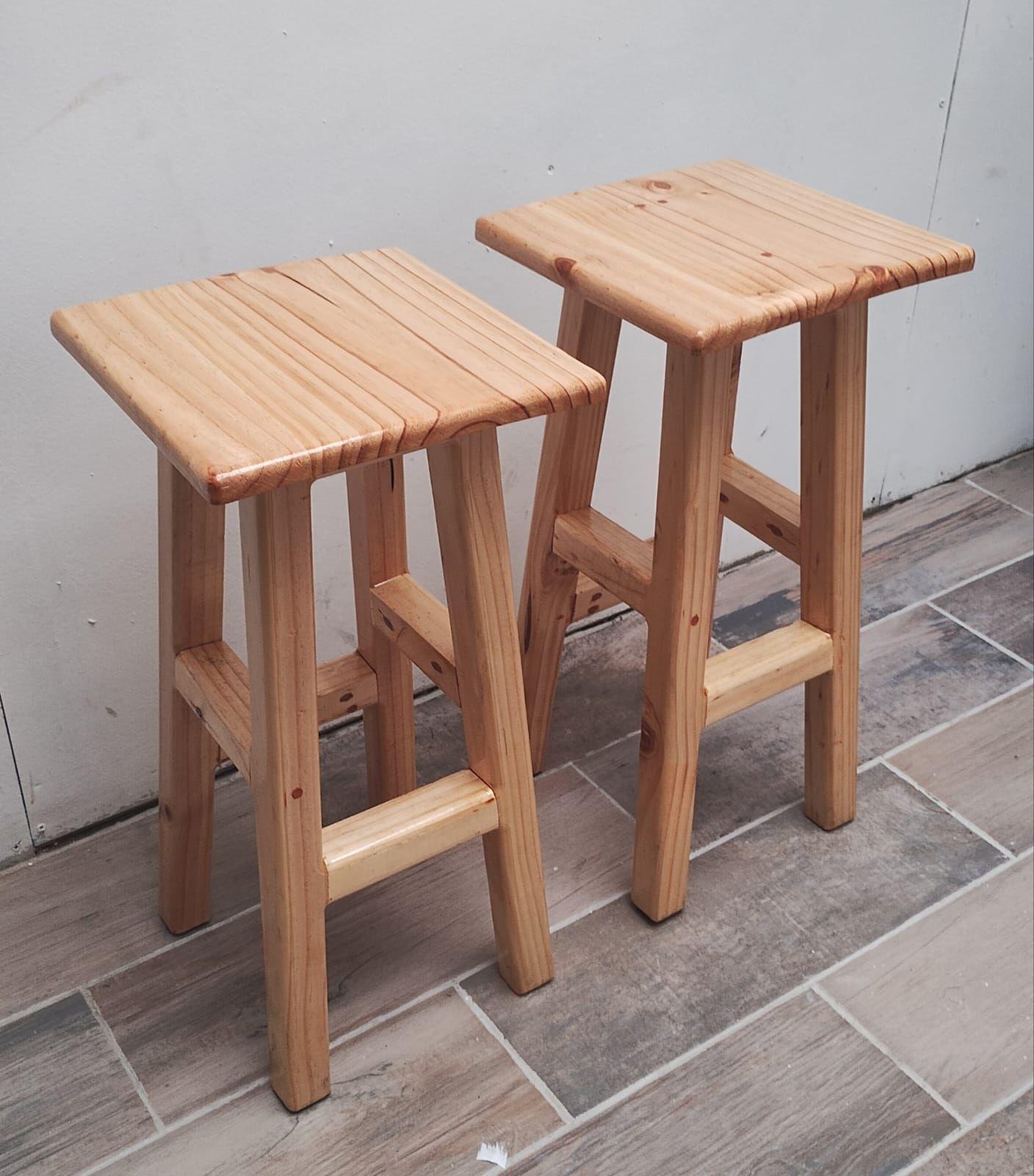 Pisos Taburetes Madera Para Bar 2 Unidades base cuadrada-2