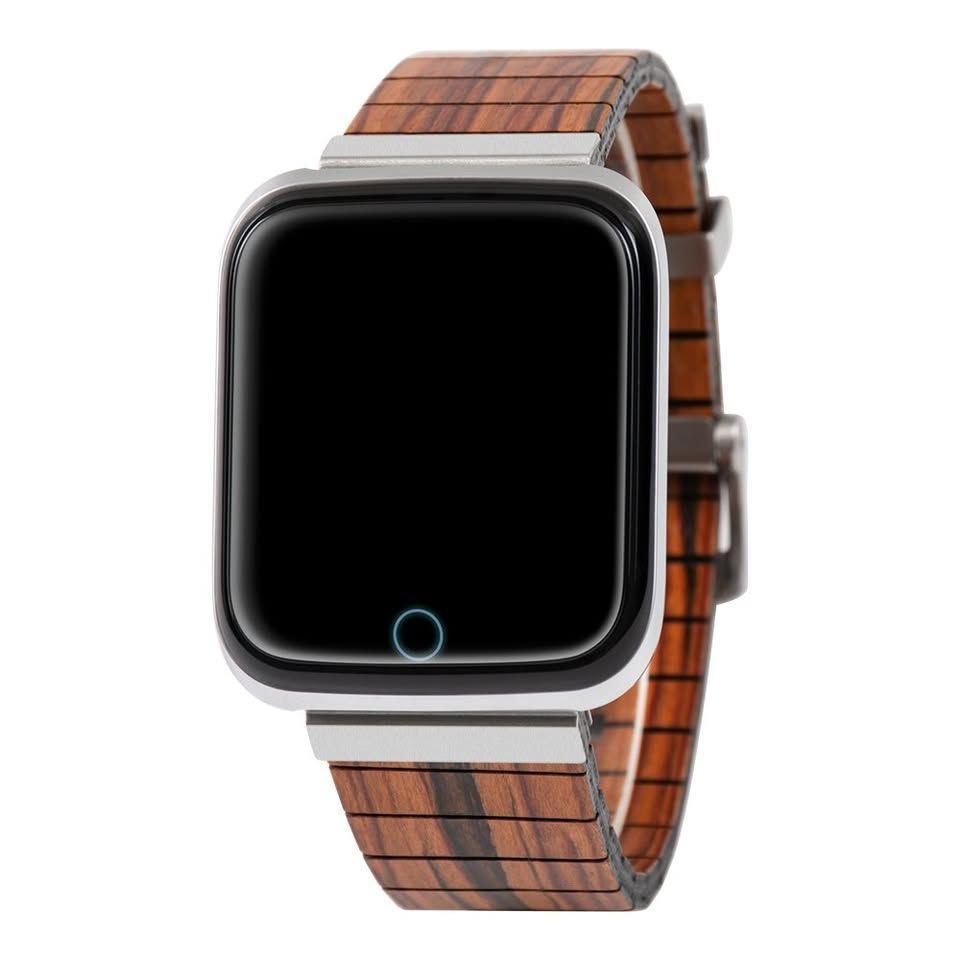 Reloj Bewell Smartwatch Inteligente Correa De Madera-3