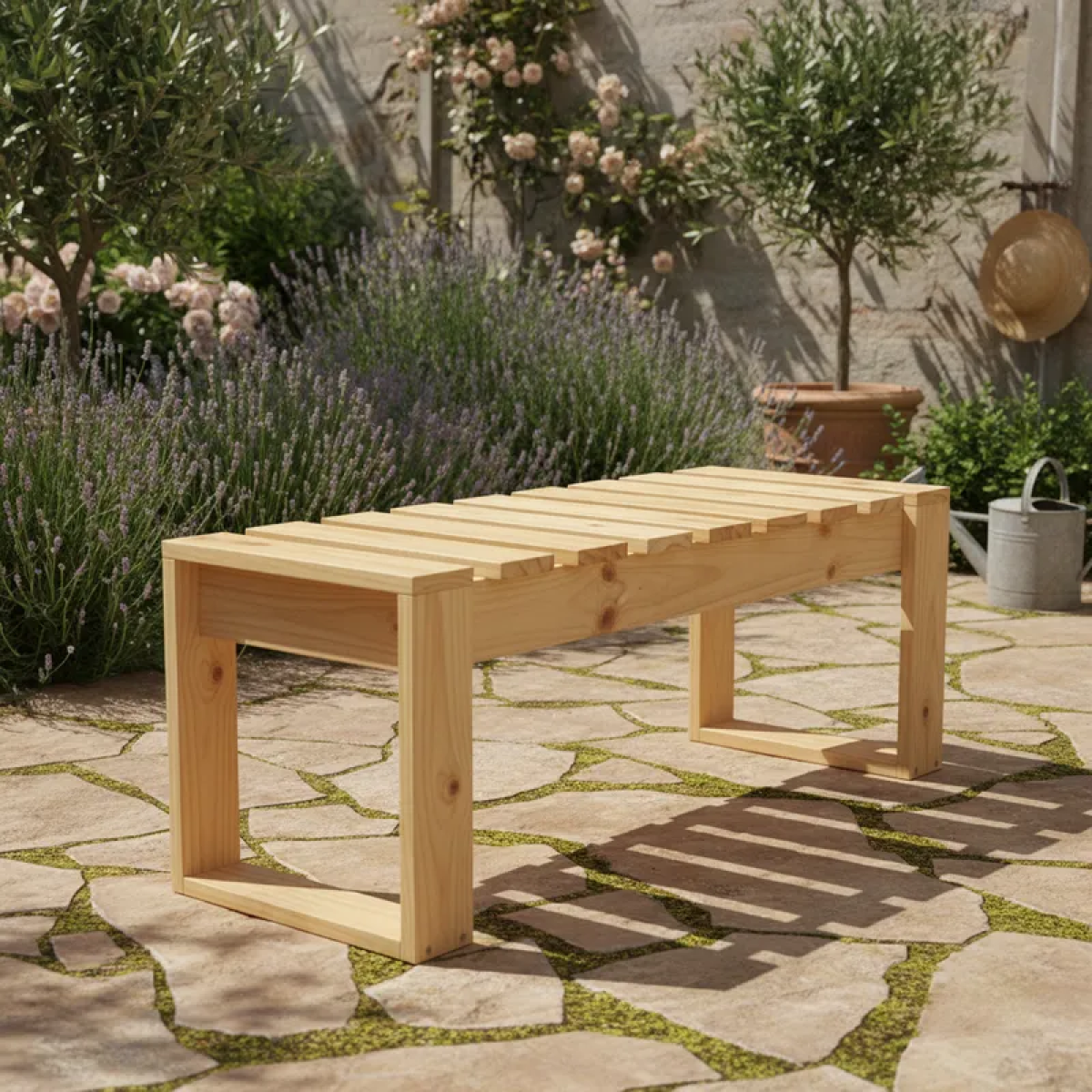 2 Unidades Banca De Madera Modelo Lelfun kiñe para Terraza, Patio, Cocina-2