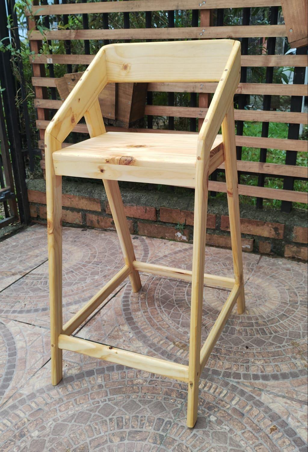 2 Unidades Silla Bar Katakana Madera Taburete Butaca-4