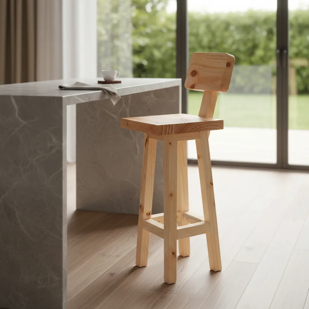Pack 4 Unidades Taburetes Mapu De Madera Para Bar Cocina vitrificado-3