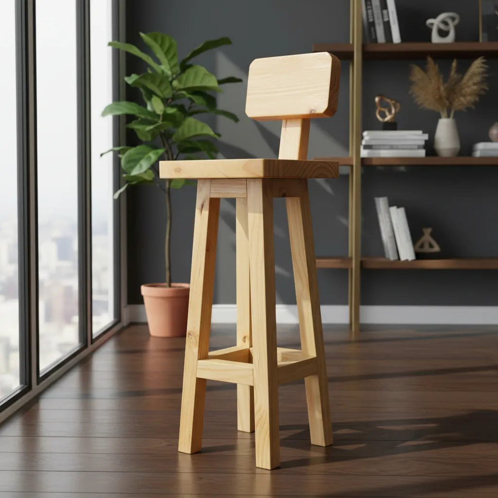 Pack 4 Unidades Taburetes Mapu De Madera Para Bar Cocina vitrificado-4